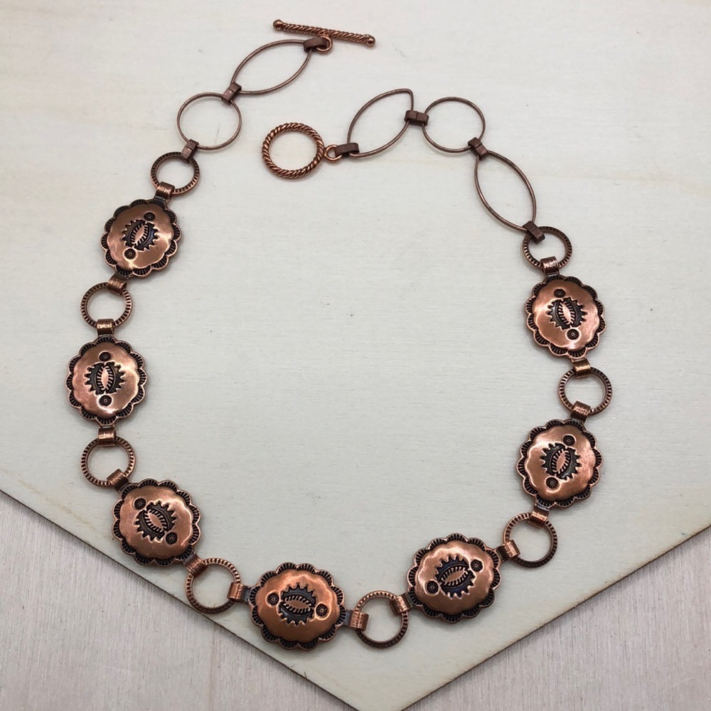 Southwestern copper toggle clasp collar necklace boho statement.
